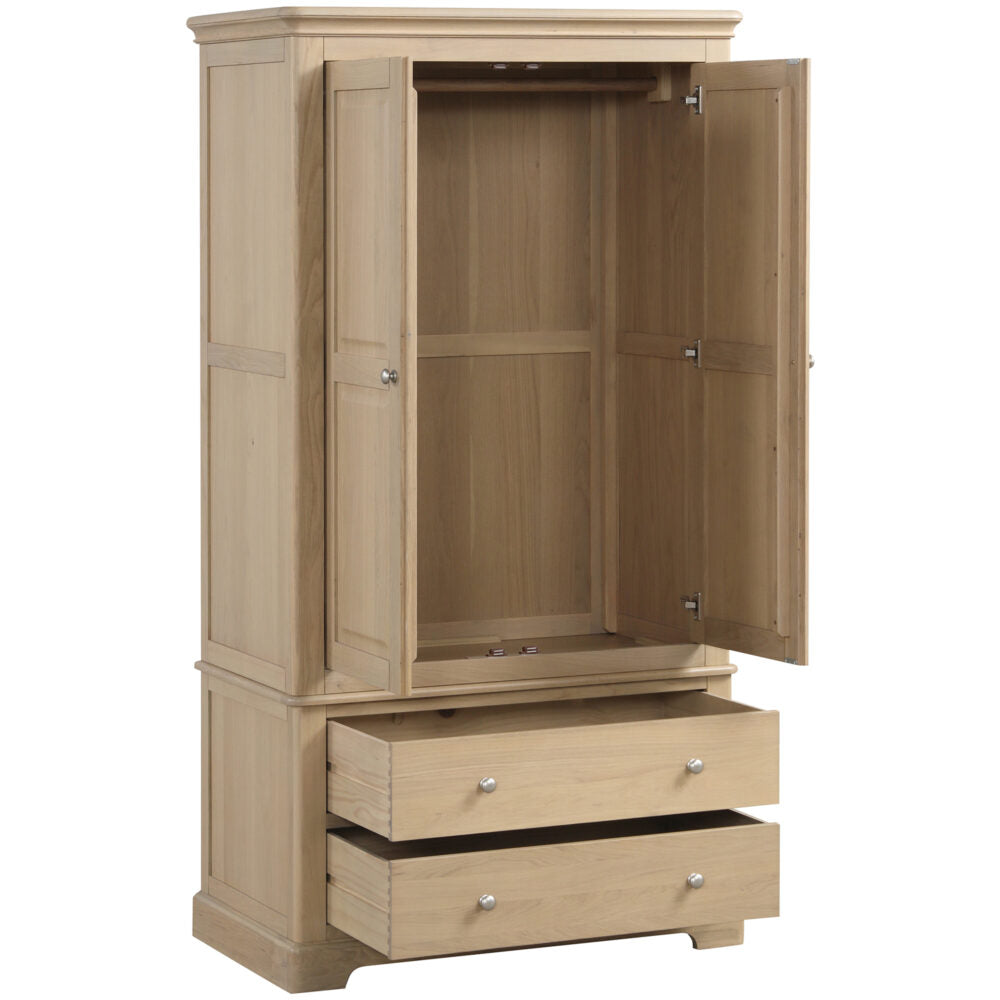 Lyon Oak 2 Drawer Double Wardrobe